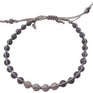 Tai Braided Grey Cord And CZ Crystal Bracelet